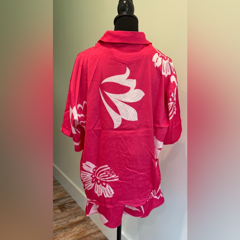 NWT Alamia Set Button Top & High Waisted Shorts Pockets | Pink & White | Med✨🌺 - Picture 2 of 7
